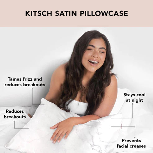 Satin Pillowcase with Zipper for Hair & Skin, Softer than Silk Pillow Cases Queen, Wrinkle-Free, Smooth and Cooling Satin Pillow Covers, Standard Size 19"X26", Marble