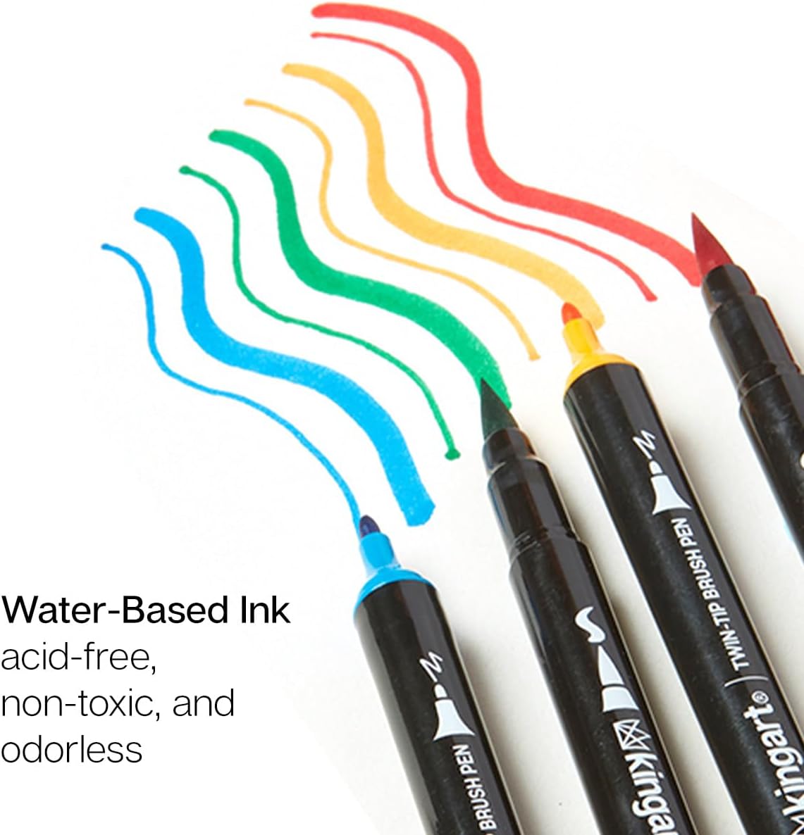 PRO Dual Twin-Tip Brush Pens, Set of 48 Unique & Vivid Colors, Watercolor Markers with Flexible Nylon Brush Tips, Professional Watercolor Pens for Painting, Drawing