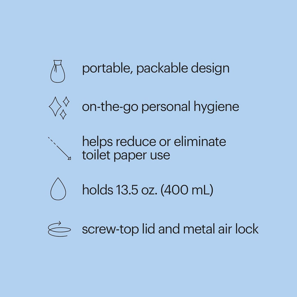 Gospa Travel Bidet GS-70 Easy-To-Use Portable Bidet with Convenient Nozzle Storage, Travel Bag, 400 Ml Capacity, and Angled Nozzle Spray