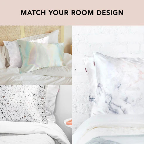 Satin Pillowcase with Zipper for Hair & Skin, Softer than Silk Pillow Cases Queen, Wrinkle-Free, Smooth and Cooling Satin Pillow Covers, Standard Size 19"X26", Marble