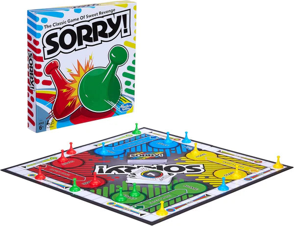 Sorry! Board Game for Kids Ages 6 and Up; Classic Board Game; Each Player Gets 4 Pawns; Family Game